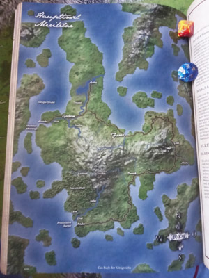 Die Landkarte aus dem Kompendium zeigt die geographischen Feinheiten der Hauptinsel Meritelar.