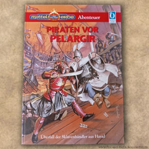 Cover des MERS-Abenteuers Piraten vor Pelargir – ein Krieger aus Gondor bekämpft Haradrim-Piraten.