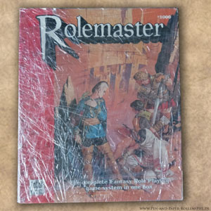 Die Abbildung zeigt das Rolemaster Box Set 2nd Edition Revised mit dem Character Law & Campaign Law, Spell Law and Arms Law & Claw Law.