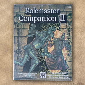 Das Cover des zweiten Rolemaster Companions für das Pen-and-Paper Rollenspiel zeigt einen gepanzerten Krieger und einen Magier im Kampf.
