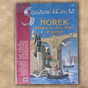 Auf der Abbildung ist das Buch Shadow World - Norek Intrigue in a City-State of Jaiman zu sehen.