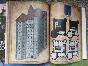 Die Abbildung zeigt die Ansicht der Burg der Stadt Tar-Garvon aus dem Setting des Pen-and-Paper Rollenspiel Kompendiums DAS BUCH DER KÖNIGREICHE.