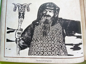 Die Illustration aus DAS BUCH DER KÖNIGREICHE zeigt den Druiden Talik aus dem Bergvolk der Luthaís-Bathar.