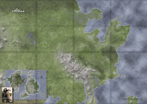 Diese Landkarte zeigt die Königreiche Andor und Barrendyn und weiteres Umland auf dem Kontinent Albar im Format DIN A0.