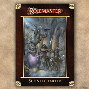 Zu sehen ist die Titelseite des kostenlosen Schnellstarters vom Rolemaster Grundregelwerk der Version Rolemaster Fantasy Roleplay (RMFRP).
