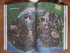 Die Stadtkarte zeigt den Nordteil der Stadt Andoria am Ufer des Flusses Tiras.