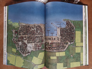 Der Stadtplan zeigt den Südteil der Stadt Andoria am Ufer des Flusses Tiras.