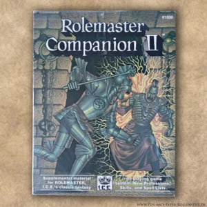 Das Cover des zweiten Rolemaster Companions für das PnP zeigt einen gepanzerten Krieger und einen Magier im Kampf.