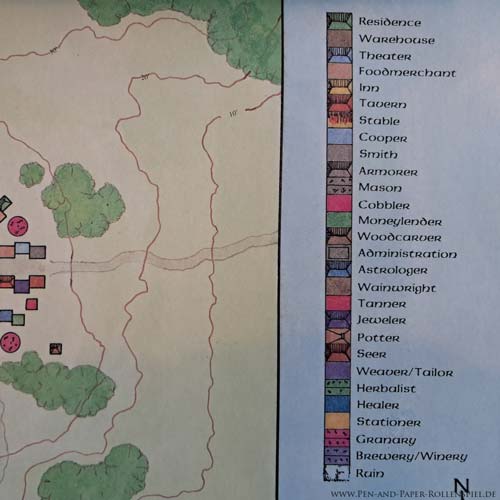 Legende des Myri-Dorfs mit 28 unterschiedlichen Dachfarben und -strukturen