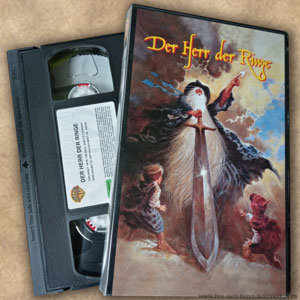 1979 lief der Fantasy-Zeichentrickfilm in den deutschen Kinos. VHS-Kassette des Fantasy-Zeichentrickfilms Der Herr der Ringe aus dem Jahr 1978